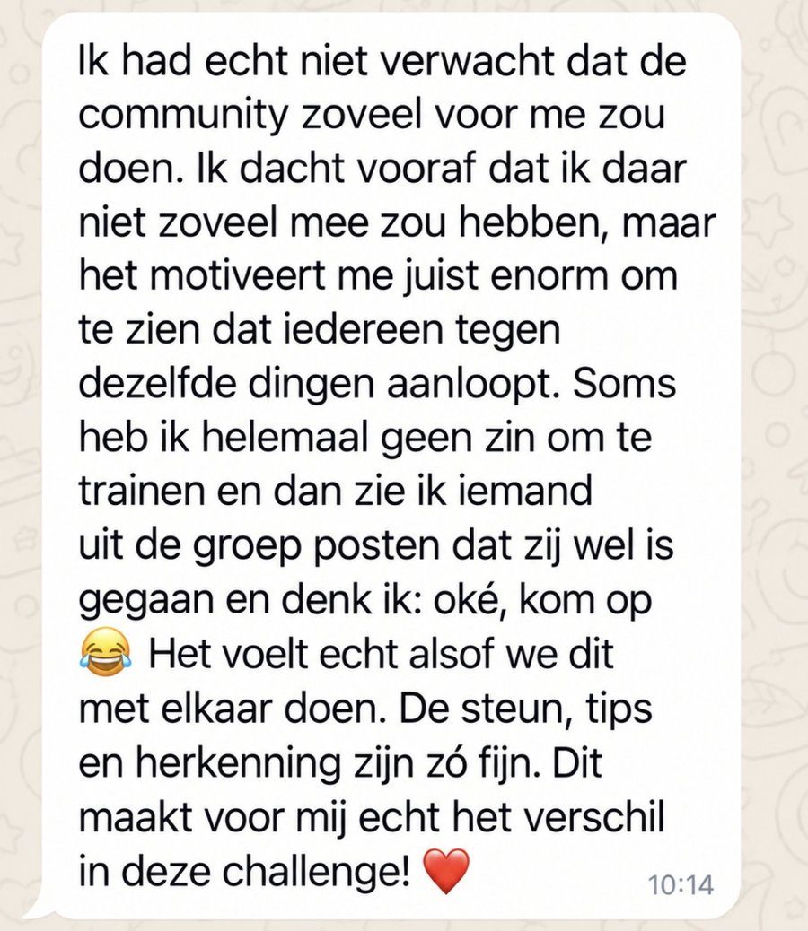 Bericht van een deelnemer: de community maakt voor haar het verschil